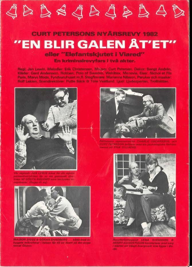Programblad för nyårsrevyn 1982 En blir galen åt'et eller Elefantskjutet i Viared.